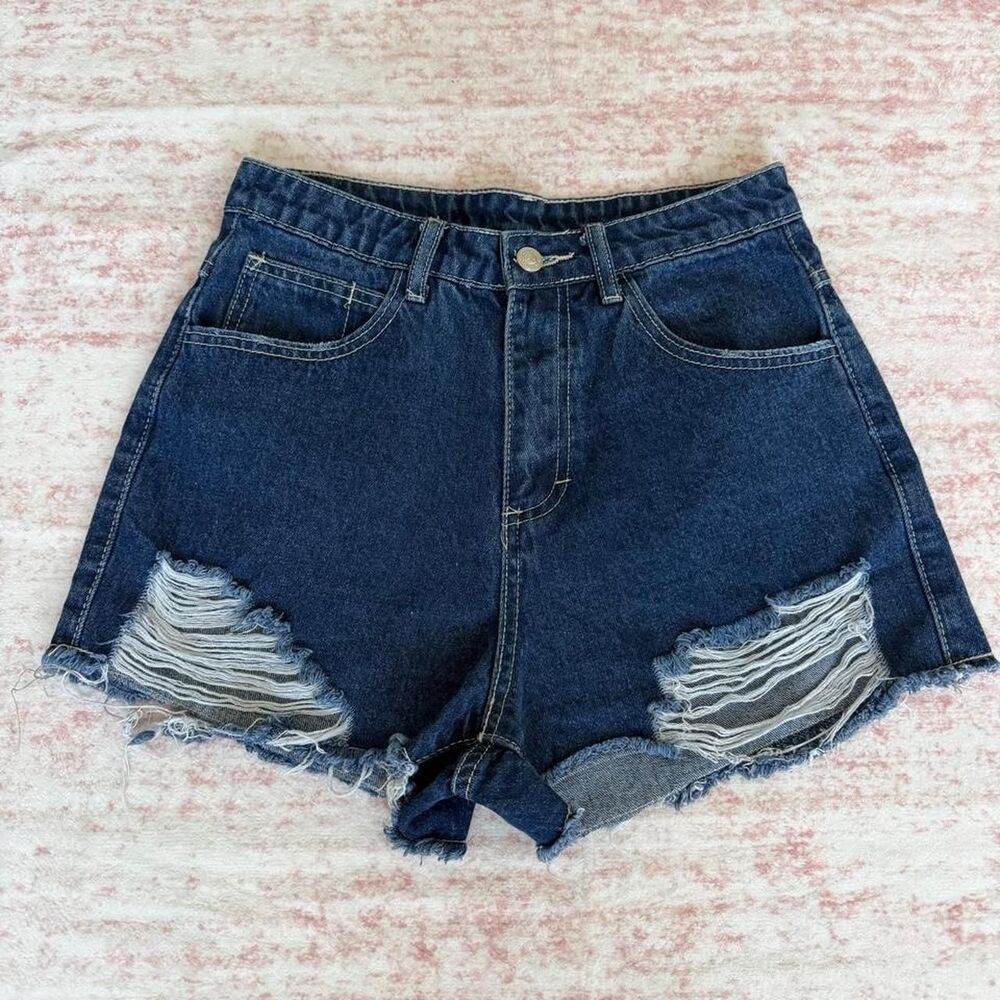 Princess Polly Size 4 High-waisted denim shorts